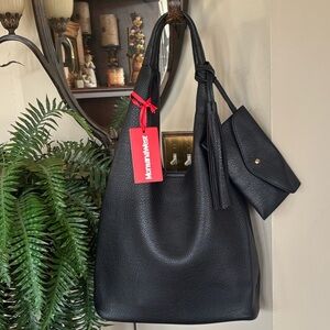 Brand New Montana West Slouchy Hobo Handbag Black Soft Shoulder Purse & Pouch